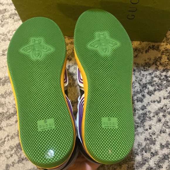 Gucci Basket Rubber-Trimmed Demetra High-Top Sneakers size 8 - Picture 4 of 7